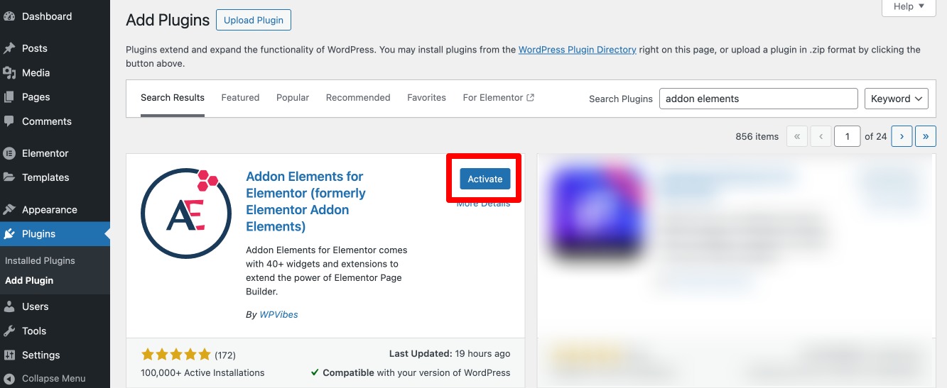 Install Addon Elements for Elementor