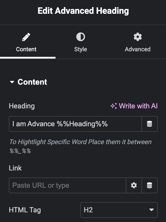 Advanced Heading - WP Builder Addons