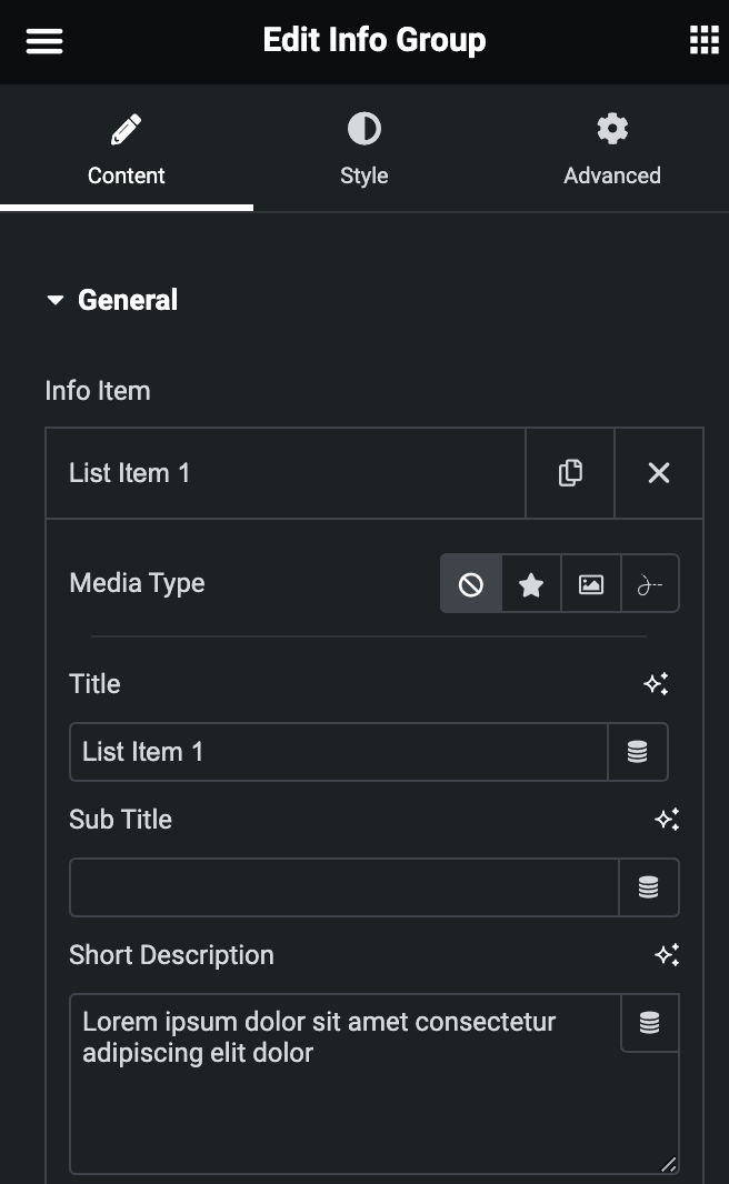 Info Group - WP Builder Addons