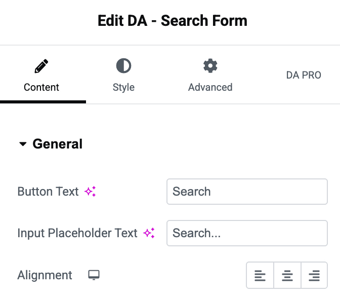 DA - Search Form - WP Builder Addons