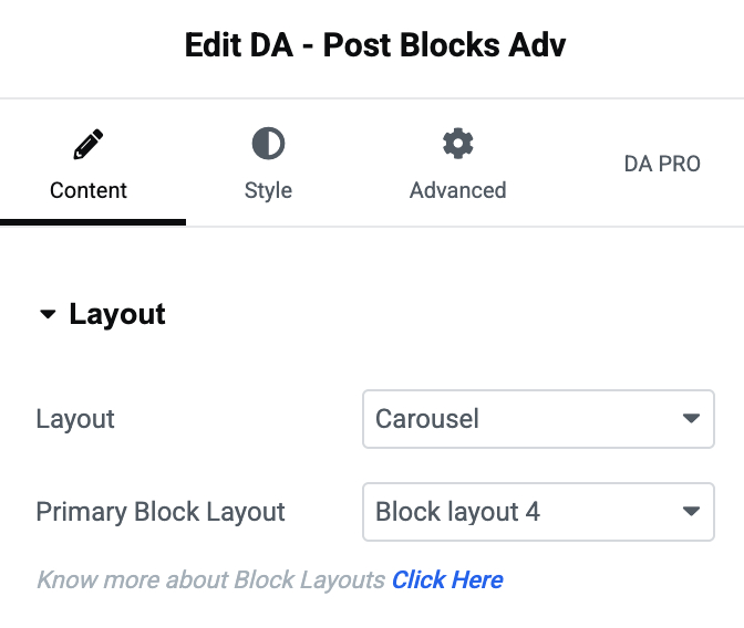 Use Carousel Skin In Post Blocks Adv - WP Builder Addons