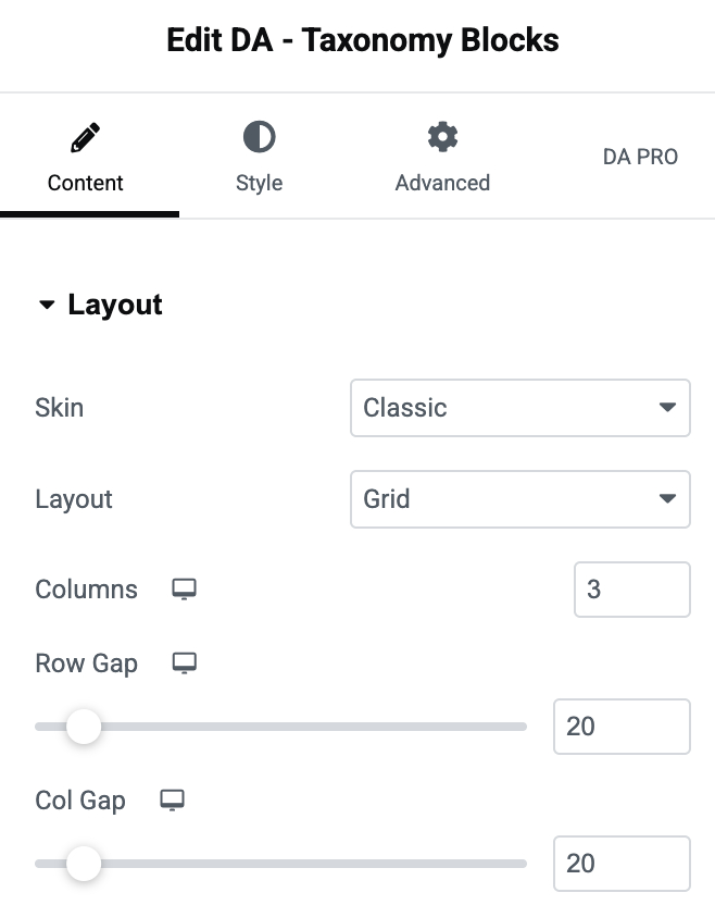 DA - Taxonomy Block - WP Builder Addons